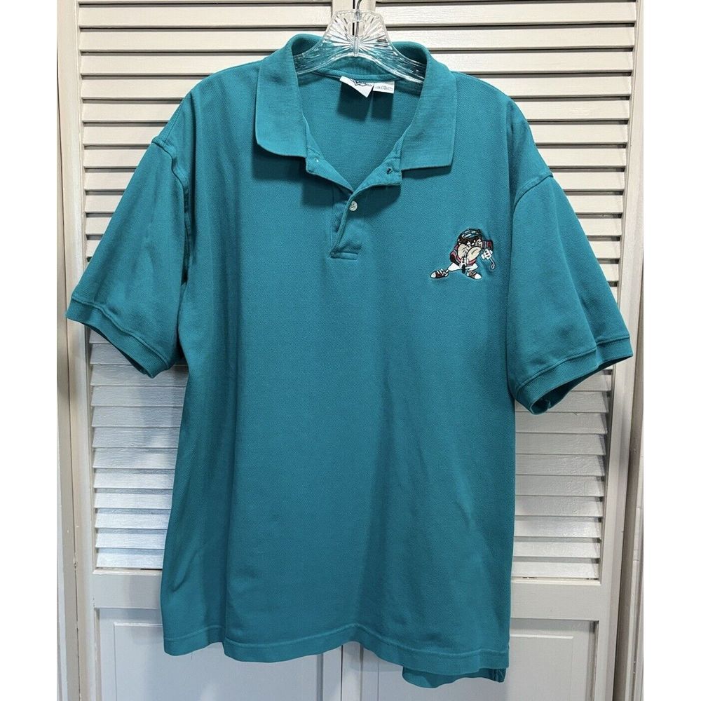 Vintage Acme Clothing Polo Size XXL Turq Short Sleeve Collar Buttons Embroidered